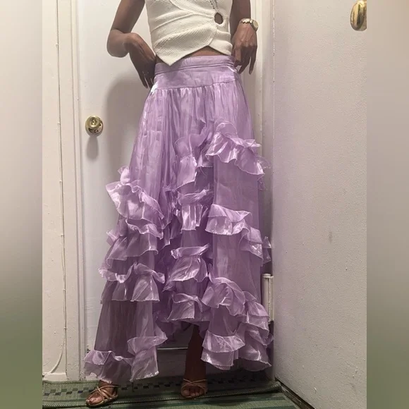 Free People Lilac Ruffle Maxi Skirt - Picture 2 of 4